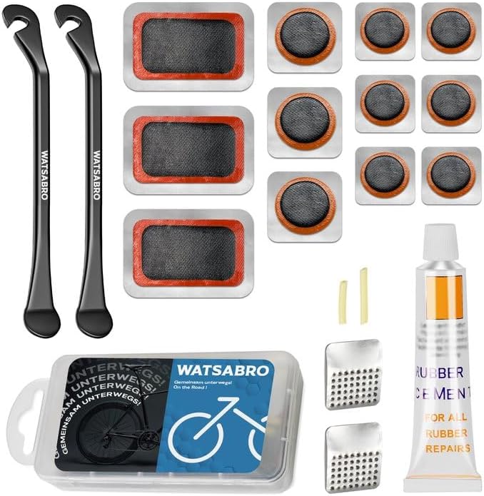 WATSABRO Flickzeug Fahrrad Reparaturset,Fahrrad Reifenheber,Flickzeug Fahrrad mit tragbarer Aufbewahrungsbox für Radfahrer,Motorräder,Kompatibel mit Allen Fahrradschläuchen 2025