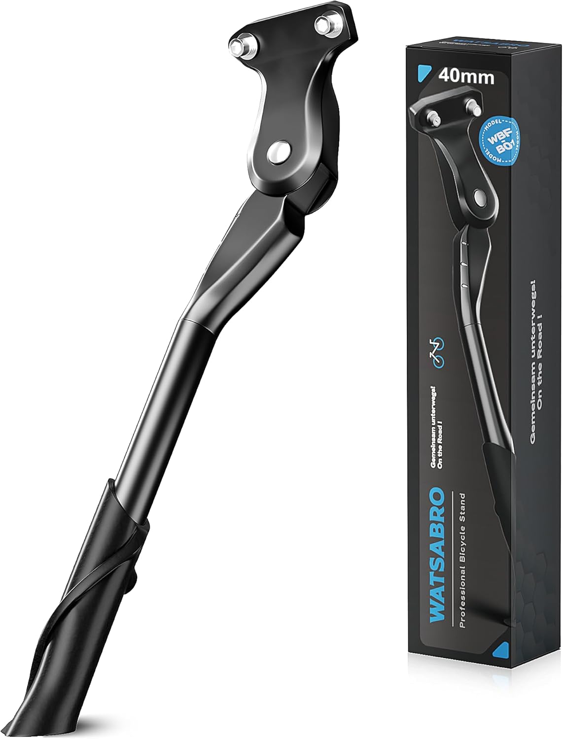 WATSABRO Fahrradständer 24-29 Zoll,Höhenverstellbarer Seitenständer mit 2 Löchern,40mm / 18mm Lochabstand,M5 Schraube Schraubenöffnung 5mm,Stabil Seitenständer E-Bike,MTB