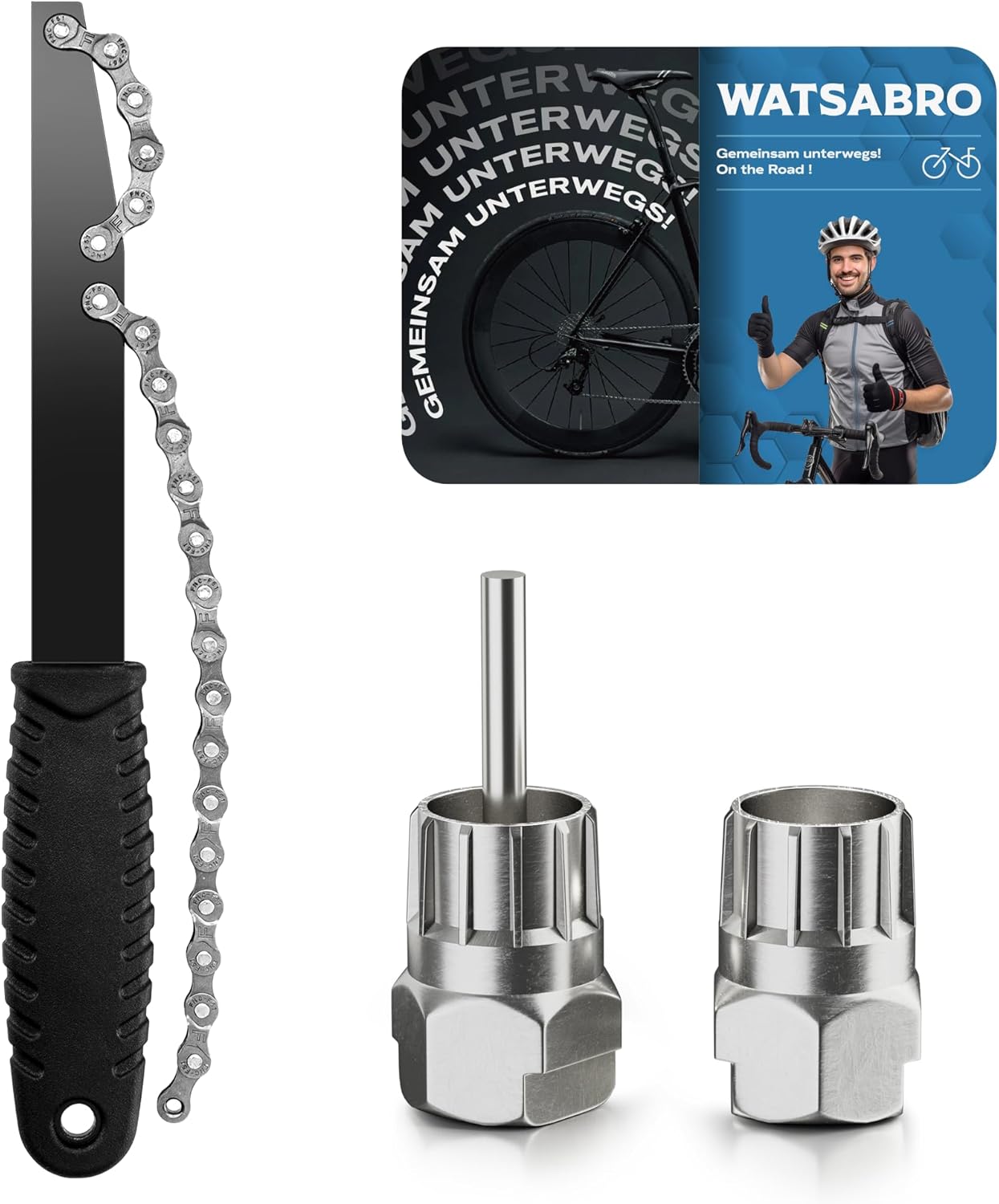 WATSABRO Fahrrad Kettenpeitsche mit Zahnkranzabzieher und Abzieher Universal,Kassetten Entfernungs Werkzeug Universal für Fach Kassette und Schraubkranz, Werkzeug für Fahrradkette