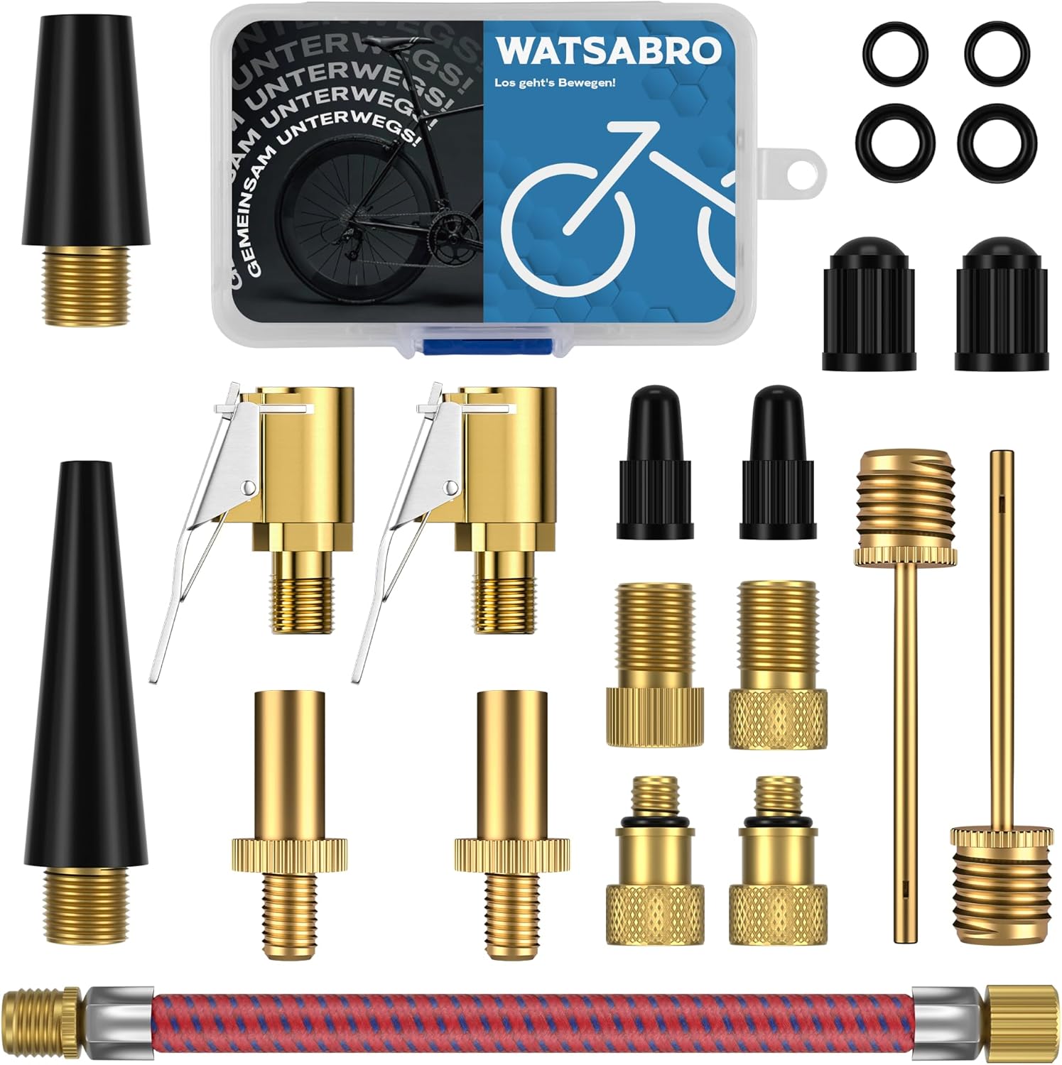 WATSABRO Fahrradventil Adapter Set, Autoventil Adapter und Französisches Ventil Adapter