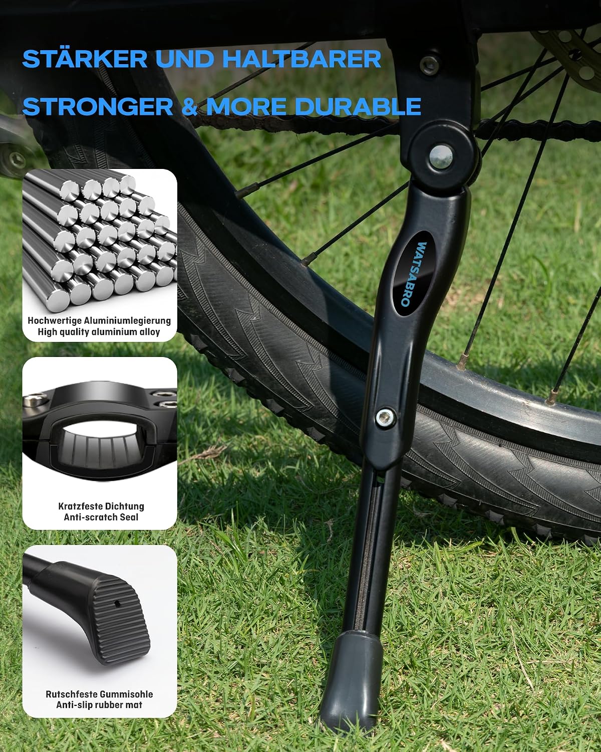 WATSABRO Bike Kickstand 24-29 inches Adjustable Universal Bicycle Stand Support for Bicycle Mountain Bike Road Bike