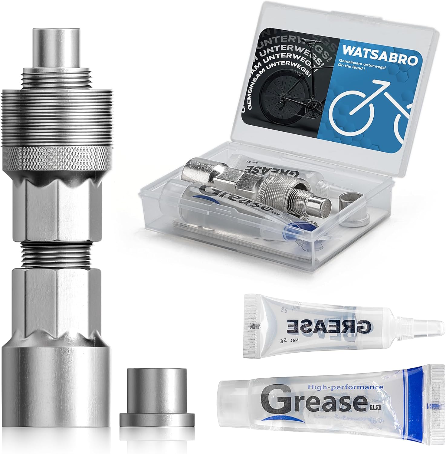 WATSABRO Kurbelabzieher Fahrrad 14mm Schlüssel Universal Tretlager Werkzeug für 16mm Schraubenschlüssel, Kurbelabzieher kompatibel für (Shimano/ISIS/Bosch E-Bikes) Octalink 4-Kant Square Type